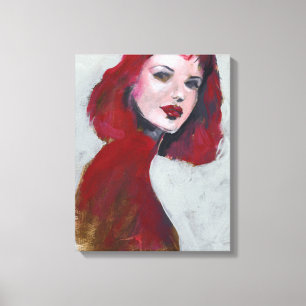 Fem Portrait - Rood Canvas Afdruk