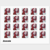 Fem Portrait - Rood Vierkante Sticker (Vel)