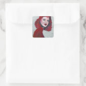 Fem Portrait - Rood Vierkante Sticker (Tas)