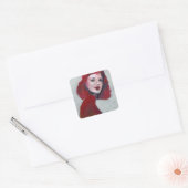 Fem Portrait - Rood Vierkante Sticker (Envelop)