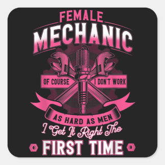 Female Diesel Mechanic Female Mechanic Vierkante Sticker