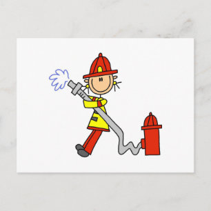 Female Firefighter With Hose T-shirts and Gifts Briefkaart