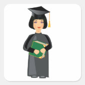 Female Graduate Vierkante Sticker (Voorkant)