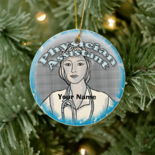 Female Physician Assistant custom name ornament