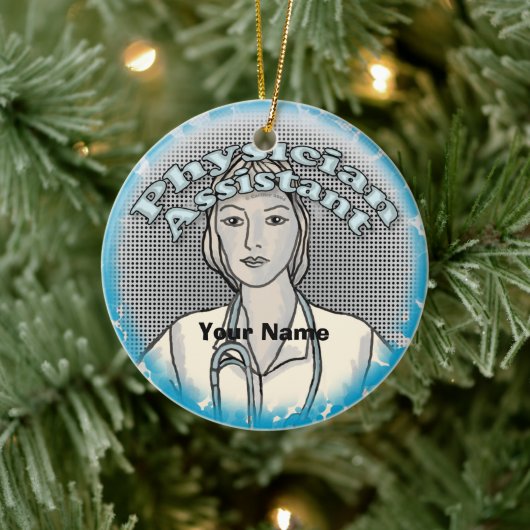 Female Physician Assistant custom name ornament (Boom)