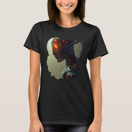 Female Robot Sci Fi Cyborg Unique Futuristic Digit T-shirt (Voorkant)