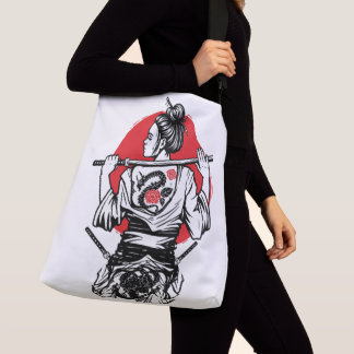 Female Samurai Warrior – Dragon Rose Tattoo Japane Crossbody Tas