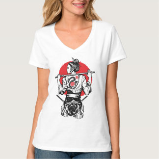 Female Samurai Warrior – Dragon Rose Tattoo Japane T-shirt