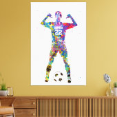 Female Soccer Player Canvas Afdruk (Insitu (Woonkamer))