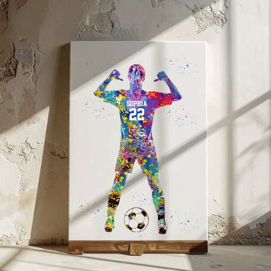 Female Soccer Player Canvas Afdruk