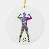 Female Soccer Player Keramisch Ornament (Voorkant)
