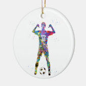 Female Soccer Player Keramisch Ornament (Links)