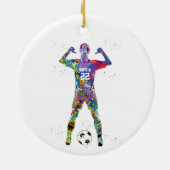 Female Soccer Player Keramisch Ornament (Achterkant)
