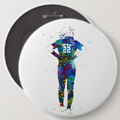 Female Softball Player Ronde Button 6,0 Cm (Voorkant /achterkant)