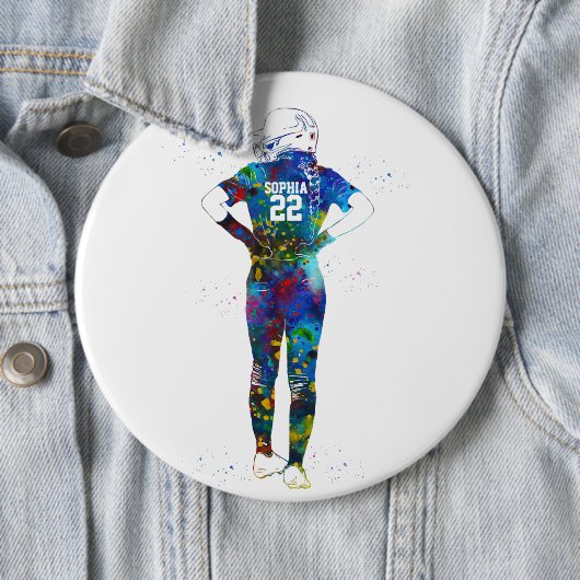 Female Softball Player Ronde Button 6,0 Cm (In situ)