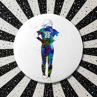 Female Softball Player Ronde Button 6,0 Cm