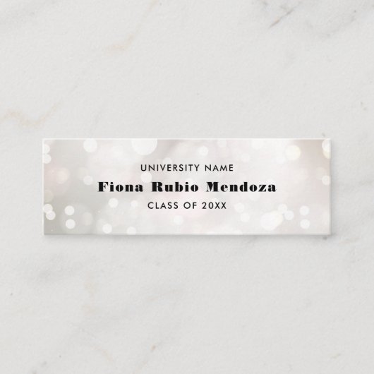 Femine White Bokeh Pearl Afstuderen Name Insert Mini Visitekaartje (Voorkant)