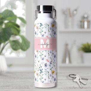 Feminien Boho Botanisch Schrift Monogram Waterfles
