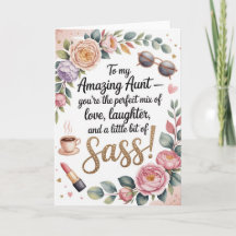 Feminine Birthday Card with Floral and Glitter
