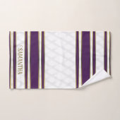 Feminine Blanc Violet Et Gold Stripes Nom (Serviette à main)