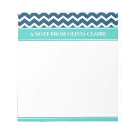 Feminine Blue Chevron Aangepaste naam Notitieblok