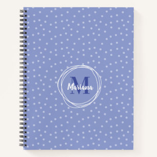 Feminine Blue Stippen Pattern Monogram Notitieboek