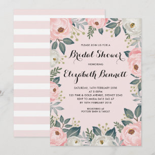 Feminine Blush Pink Floral Peony Vrijgezellenfeest Kaart
