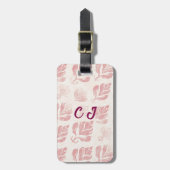 Feminine Blush Pink Pattern Monogram Bagagelabel (Voorkant verticaal)