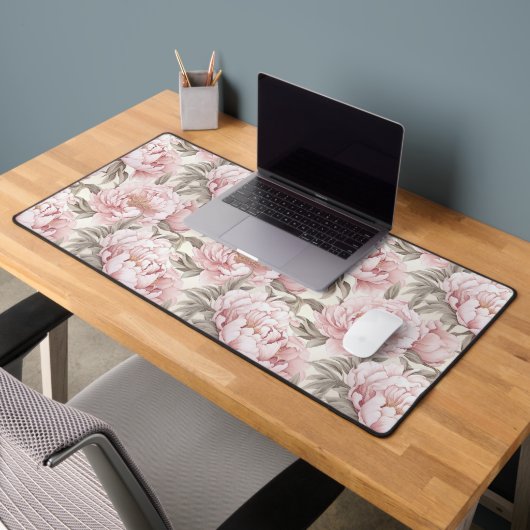 Feminine Blush rose Peony Floral Bureau Mat (Bureau 2)