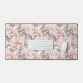 Feminine Blush rose Peony Floral Bureau Mat (Clavier et souris)