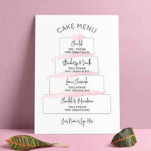 Feminine Blush Roze Script Cake Menu Poster