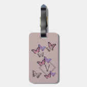 Feminine Butterfly Pattern w. Monogram - Roze grij Bagagelabel (Achterkant verticaal)