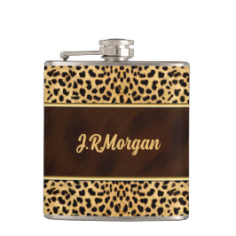Feminine Cheetah Print with Name Heupfles