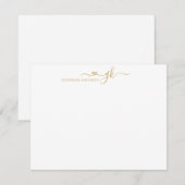 Feminine Chic Elegant Heart Script 2 Monogram Gold Notitiekaartje (Voorkant / Achterkant)