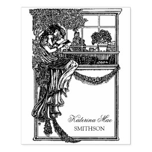 Feminine Chic Ex Libris Label Rubberstempel