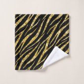 Feminine Chic Luxe Black Gold Classy Zebra Print (Gant de toilette)