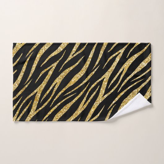 Feminine Chic Luxe Black Gold Classy Zebra Print (Serviette à main)