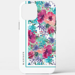 Feminine Colorful Waterverf Floral Pattern iPhone 12 Pro Max Hoesje
