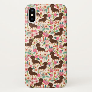 Feminine Dachshund  bloempatroon iPhone X Hoesje