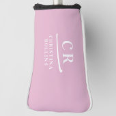 Feminine Elegant Pink Personalized Monogram Putter Golfheadcover (Draai 90)