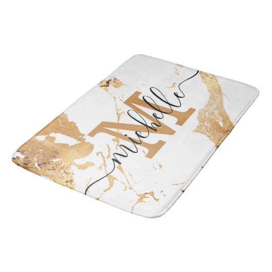 Feminine Elegant White Gold Script Monogram Letter Badmat (Gekanteld)