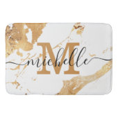 Feminine Elegant White Gold Script Monogram Letter Badmat (Voorkant)