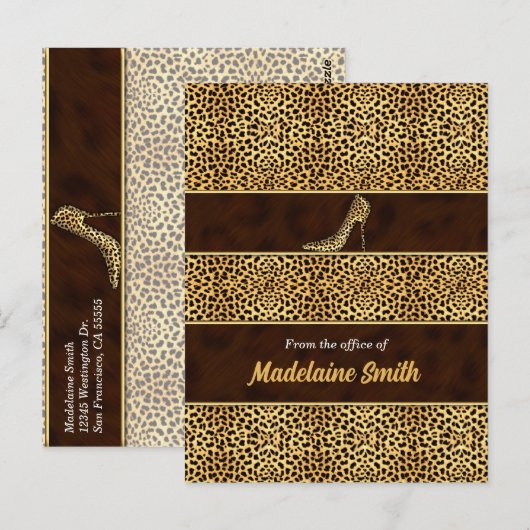 Feminine en Classy Cheetah Print en Stiletto Briefkaart (Voorkant / Achterkant)