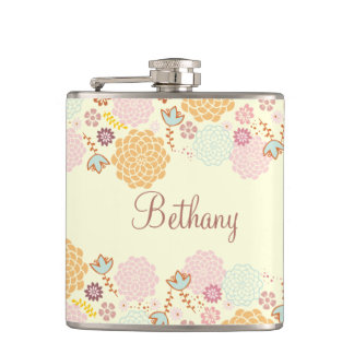 Feminine Fancy Modern Floral, gepersonaliseerd Heupfles