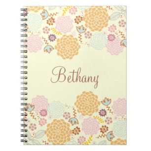 Feminine Fancy Modern Floral, gepersonaliseerd Notitieboek