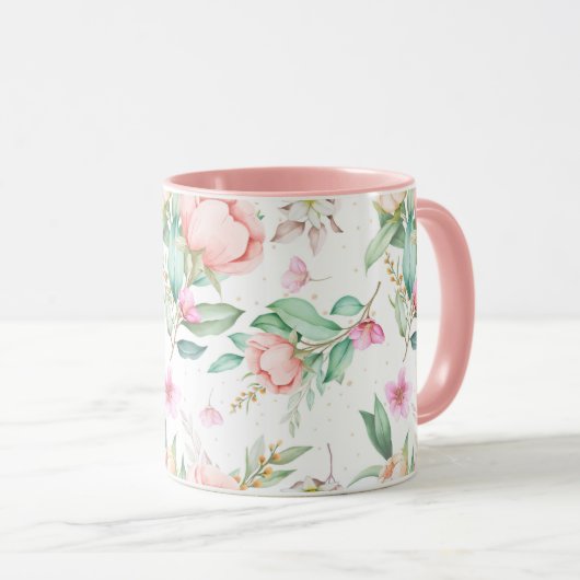 Feminine Floral Pattern Mok (Voorkant rechts)