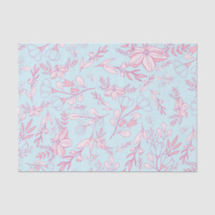  Feminine Floral Pattern Roze en Blauw Tissuepapier