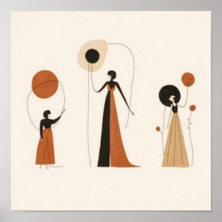 Feminine Geometric Line Art Set II Poster