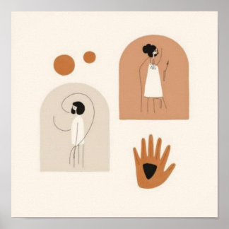 Feminine Geometric Line Art Set VI Poster