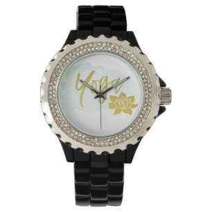 *~* Feminine Gold Yoga Lotus Waterverf Turquoise Horloge